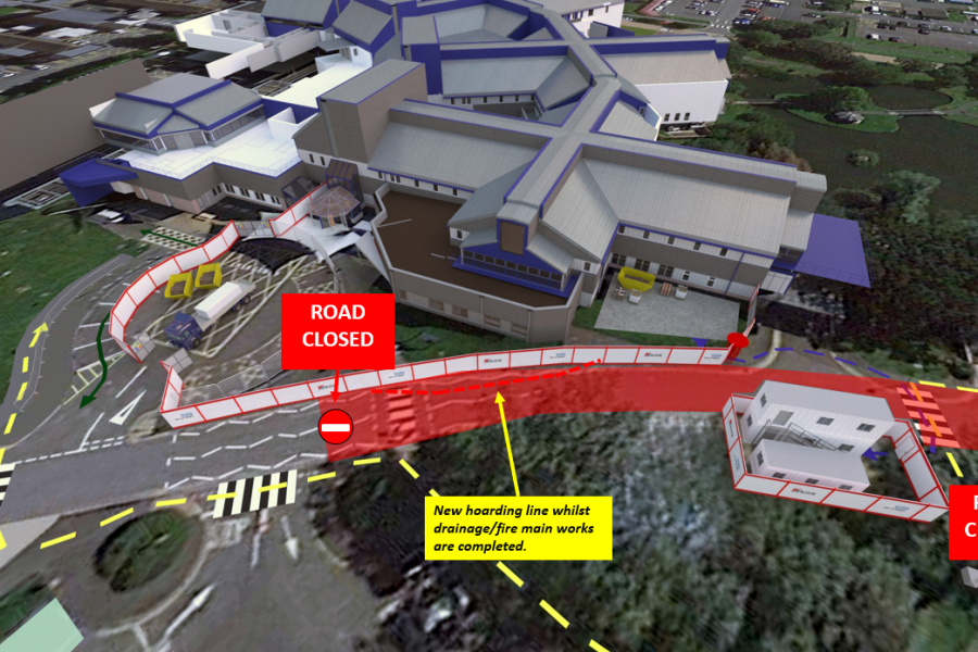 map showing road closure at St Mary's Hospital